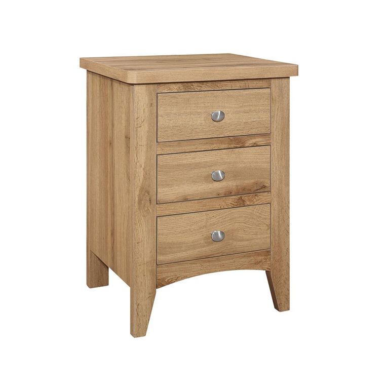 Hampstead Bedside Cabinet - 3 Drawer - Rustic Oak 
