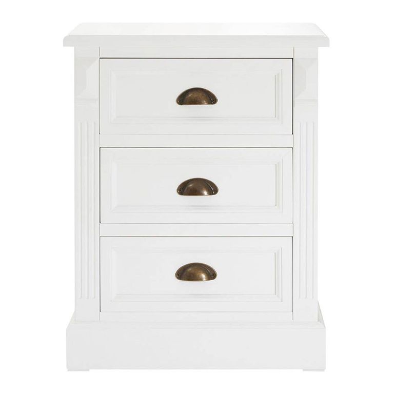 Hardwick Bedside Cabinet - 3 Drawer - White Wood