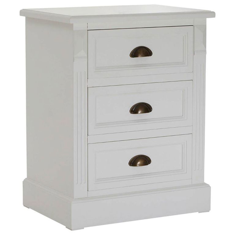 Hardwick Bedside Cabinet - 3 Drawer - White Wood
