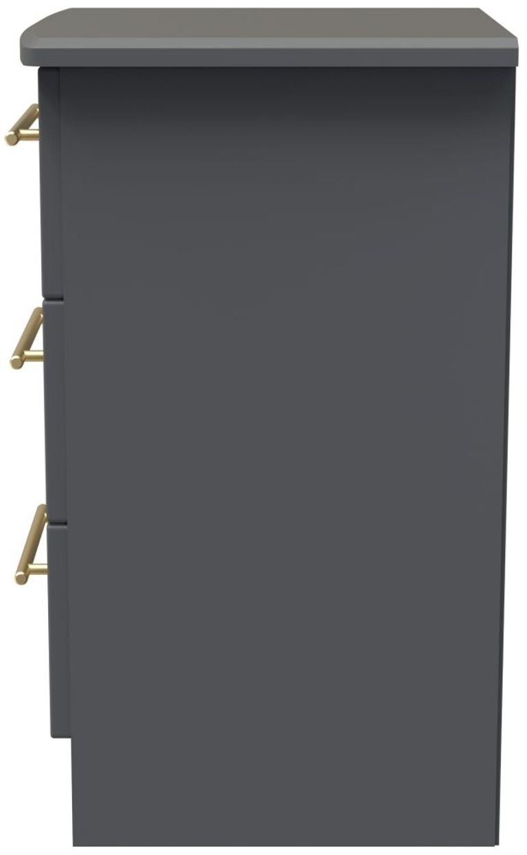 Haworth Grey 3 Drawer Bedside Cabinet