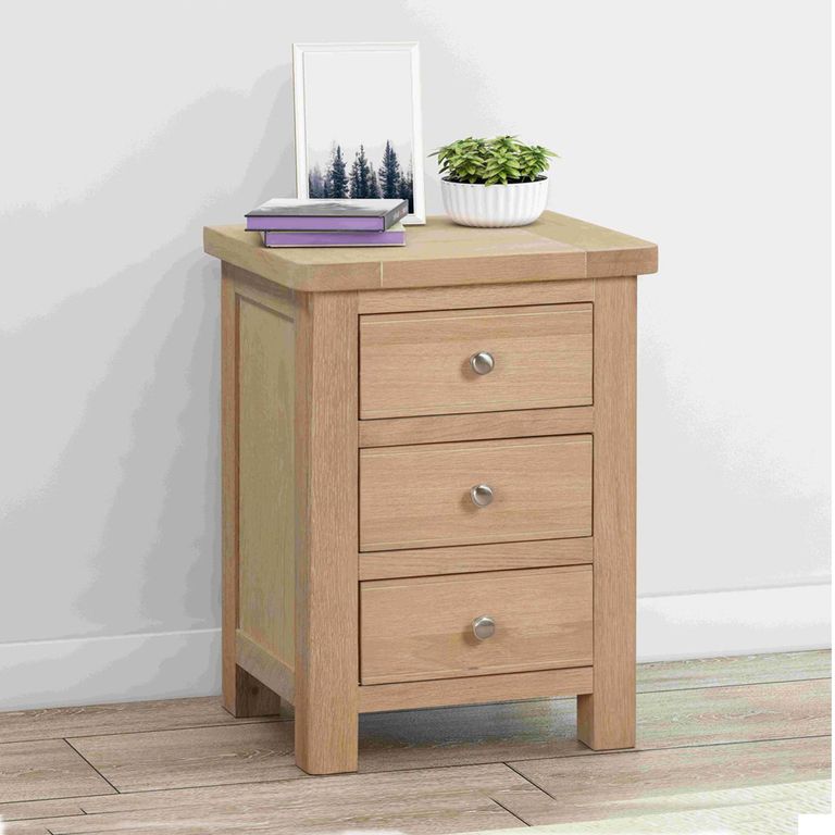 Hayley Bedside Cabinet - 3 Drawer - Oak