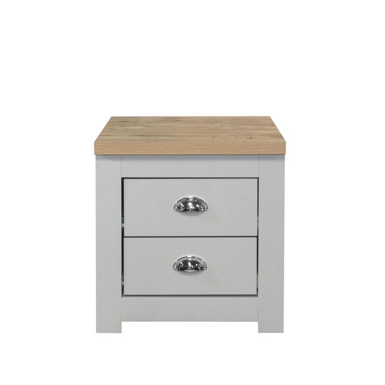 Highgate Bedside Cabinet - 2 Drawer - Grey Painted