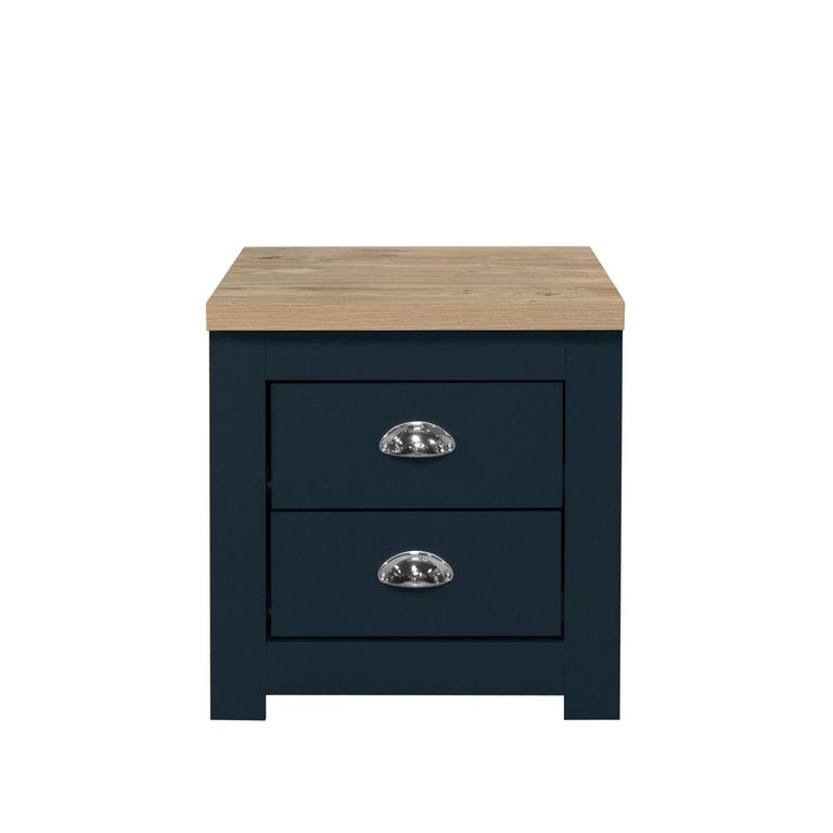 Highgate Bedside Cabinet - 2 Drawer - Navy Blue Painted