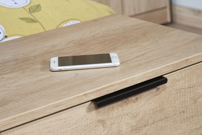 Hong Kong Oak Effect 2 Drawer Bedside Cabinet with Wooden Legs