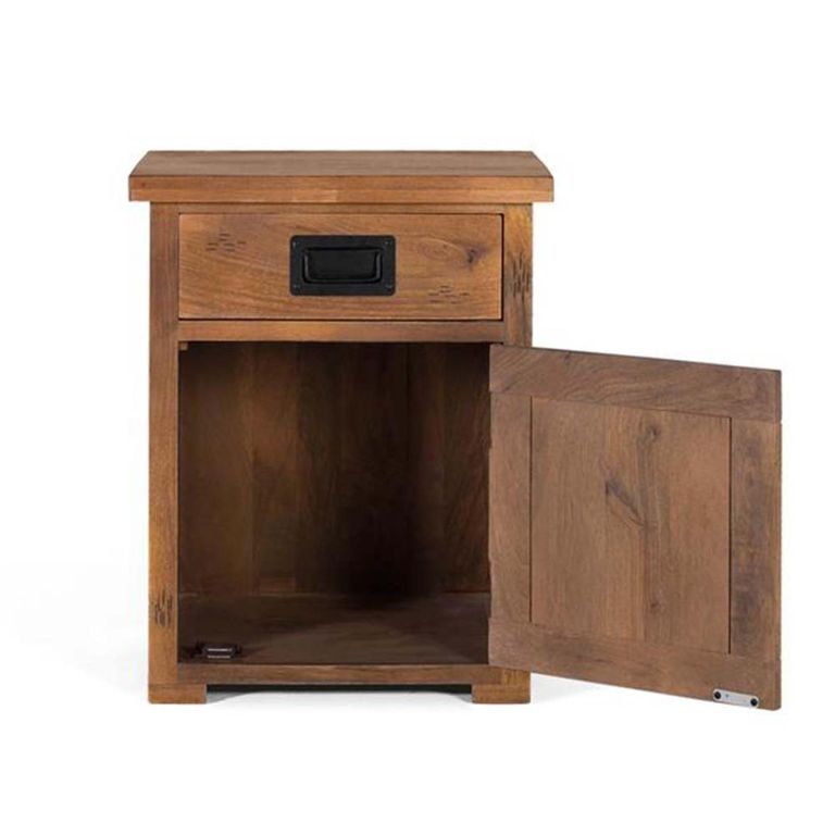 Iron Works Bedside Cabinet - Mango Wood - 1 Door