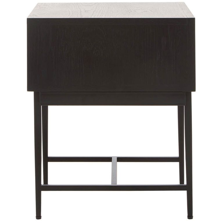 Jakara Bedside Table - 1 Drawer - Square - Black Wood