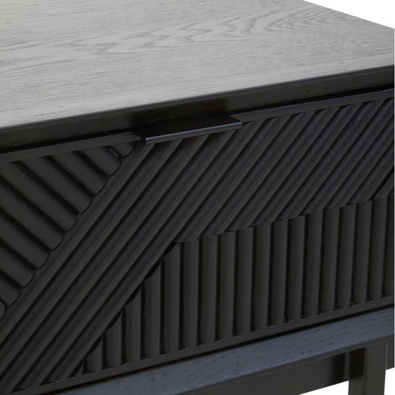 Jakara Bedside Table - 1 Drawer - Square - Black Wood