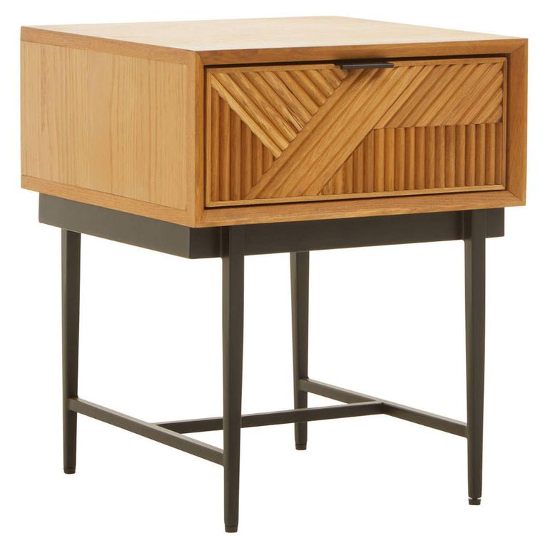 Jakara Bedside Table - 1 Drawer - Square - Natural Wood