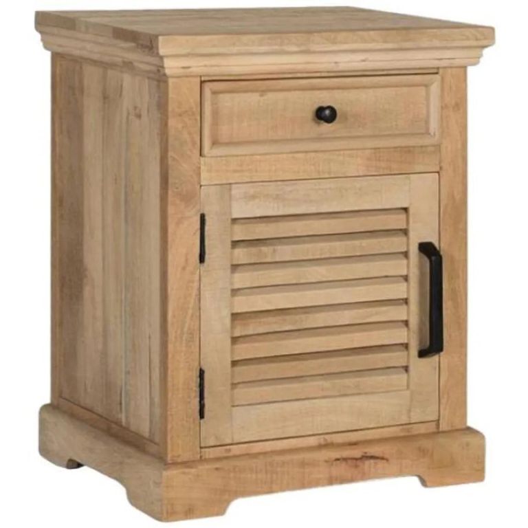 Jaylene Bedside Cabinet - Mango Wood - Louvered - 1 Door