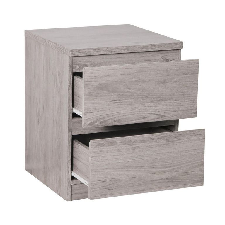 Jupiter Grey Oak Bedside Cabinet - 2 Drawer
