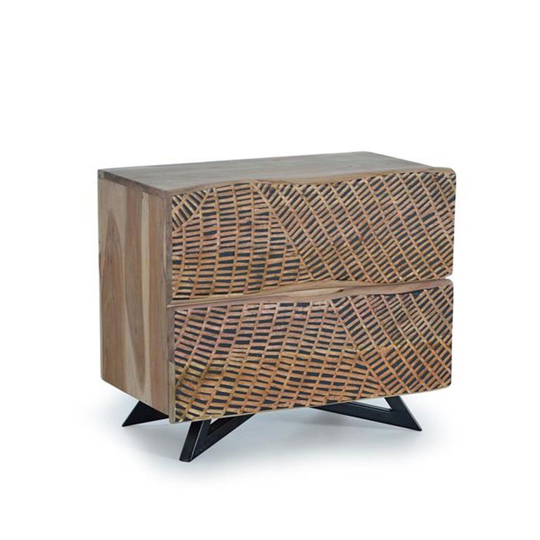 Karlstad Bedside Cabinet - Acacia Wood - 2 Drawer