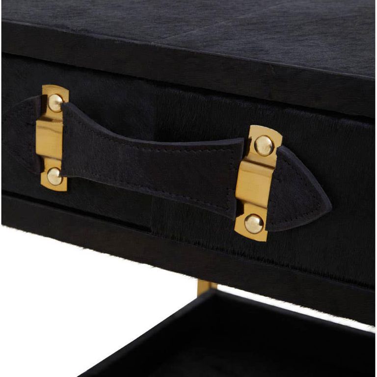 Kensington Townhouse Bedside Table - 1 Drawer - Black Faux Fur
