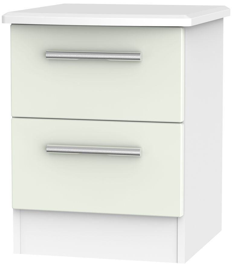 Knightsbridge Cashmere Matt and White 2 Drawer Bedside Cabinet