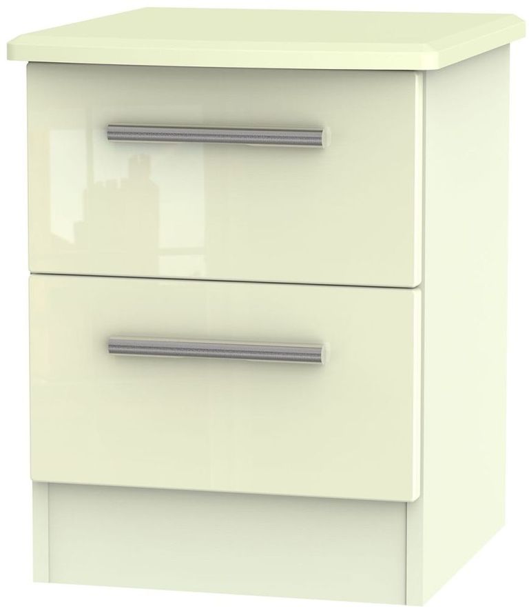 Knightsbridge Cream Gloss 2 Drawer Bedside Cabinet