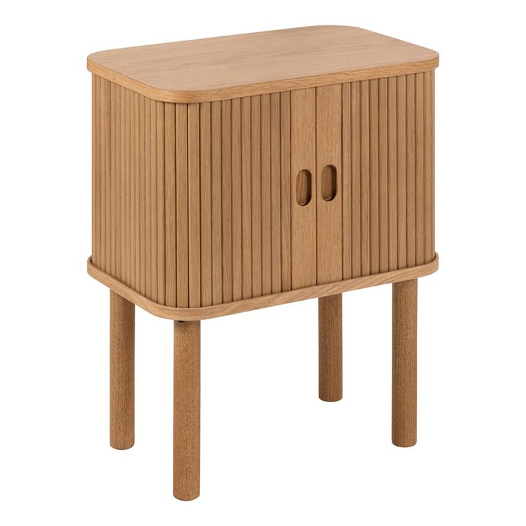 Langley Bedside Table - 2 Door - Fluted - Oak
