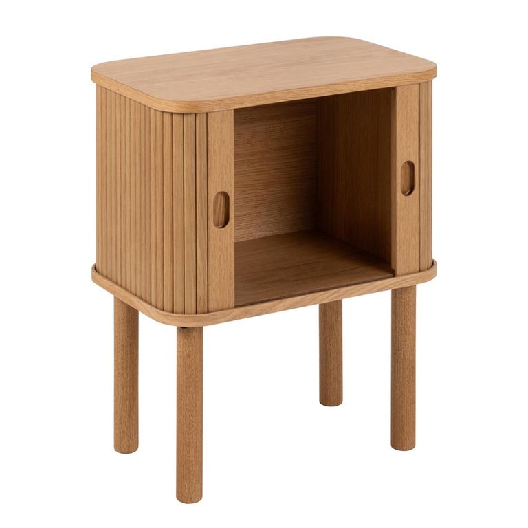Langley Bedside Table - 2 Door - Fluted - Oak