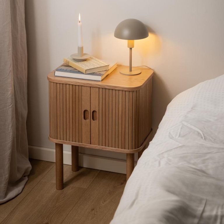 Langley Bedside Table - 2 Door - Fluted - Oak