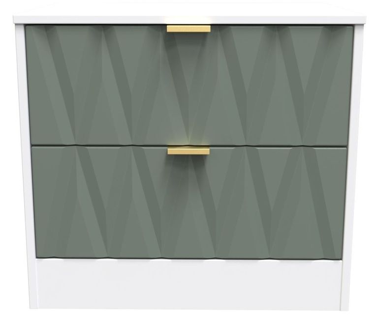 Las Vegas White and Green 2 Drawer Bedside Cabinet