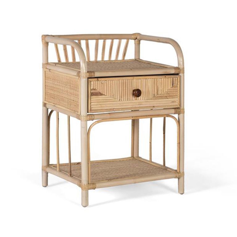 Lazlar Bedside Table - Natural Rattan - 1 Drawer