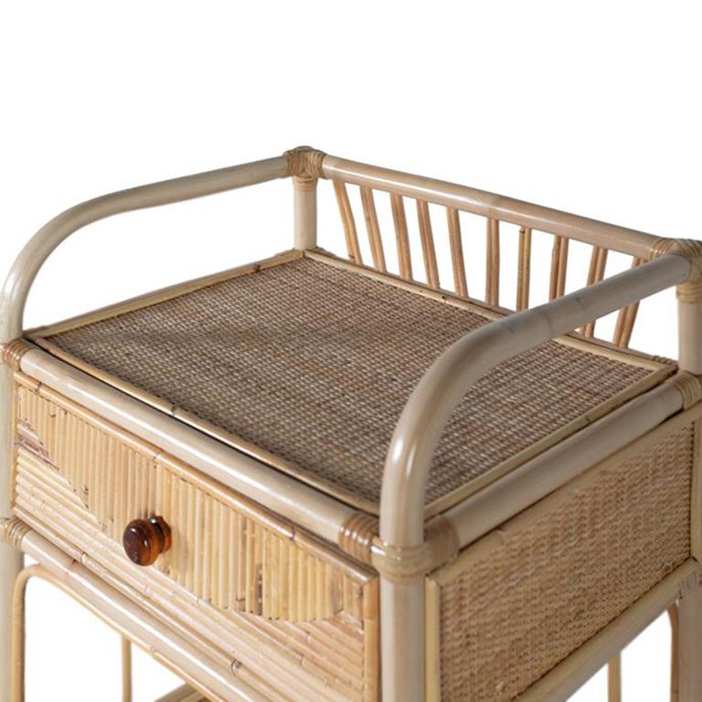 Lazlar Bedside Table - Natural Rattan - 1 Drawer