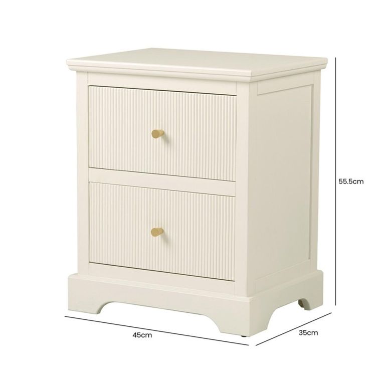 Lindon Bedside Cabinet - 2 Drawer - Frosty White