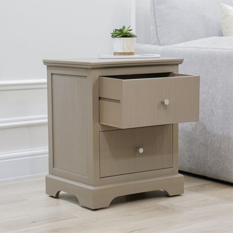 Lindon Bedside Cabinet - 2 Drawer - Taupe