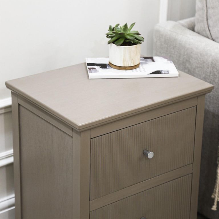 Lindon Bedside Cabinet - 2 Drawer - Taupe