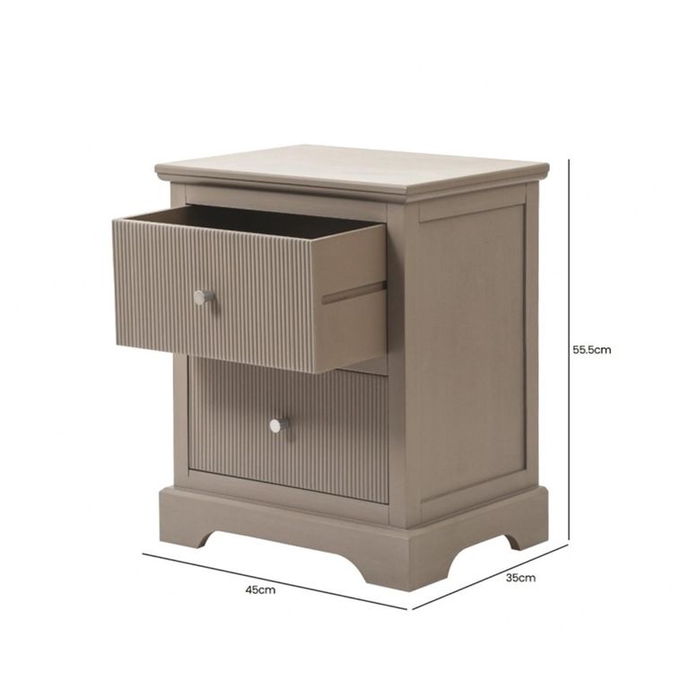 Lindon Bedside Cabinet - 2 Drawer - Taupe