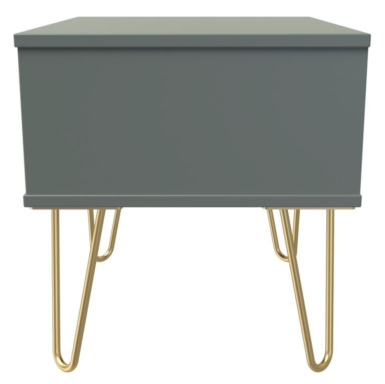 Linear Green 1 Drawer Bedside Table with Gold Hairpin Legs