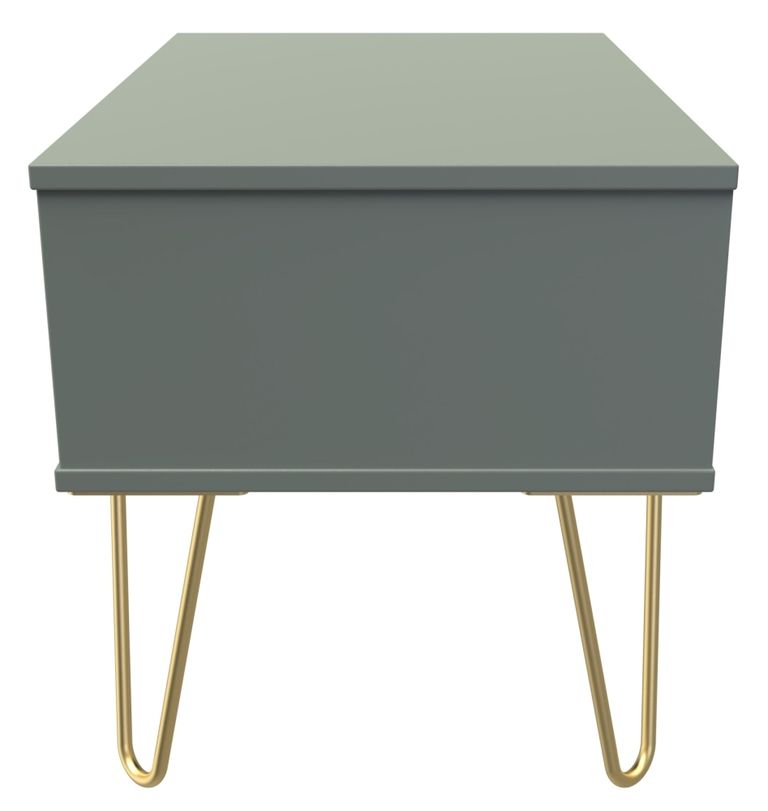 Linear Green 1 Drawer Wide Bedside Table with Gold Hairpin Legs