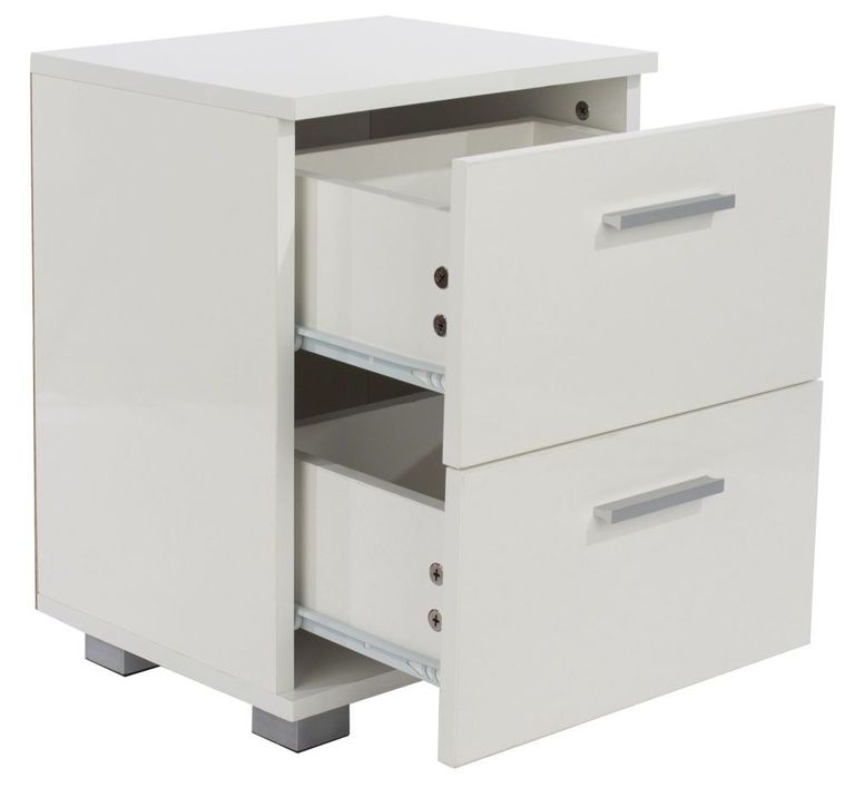 Lido White 2 Drawer Bedside Cabinet