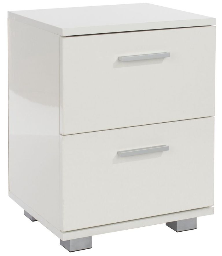 Lido White 2 Drawer Bedside Cabinet