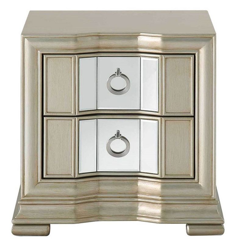 Lucca Bedside Cabinet - 2 Drawer - Mirrored - Champagne