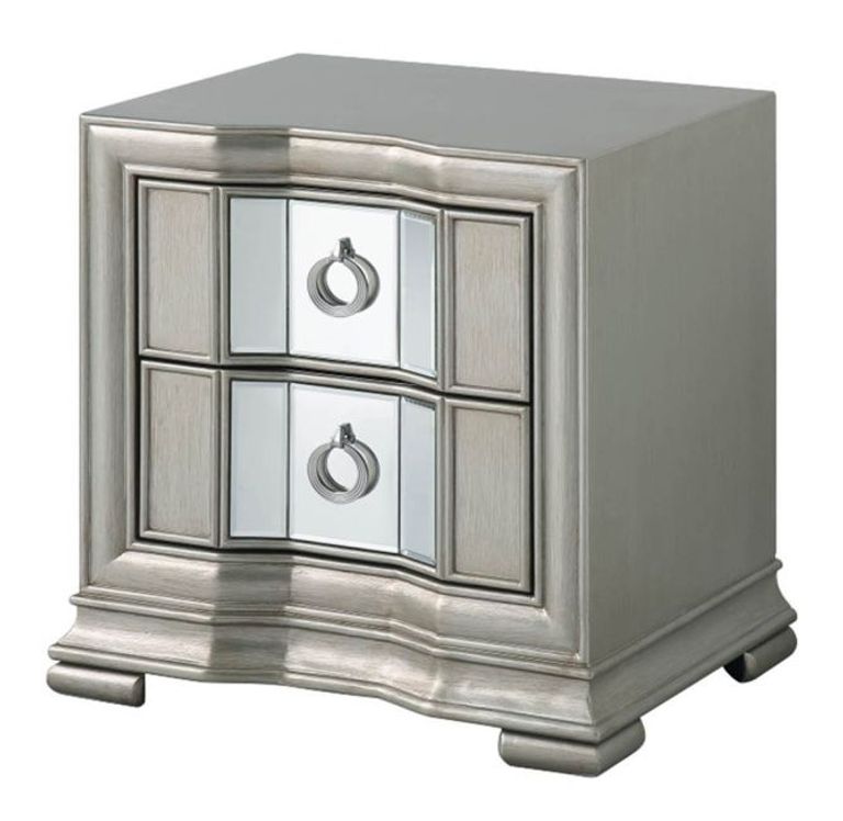 Lucca Bedside Cabinet - 2 Drawer - Mirrored - Grey