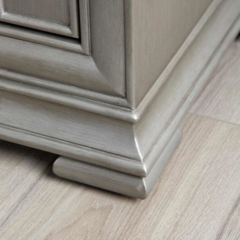 Lucca Bedside Cabinet - 2 Drawer - Mirrored - Grey