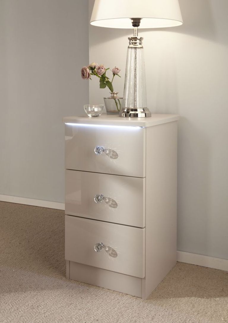 Lumiere Cashmere 3 Drawer Bedside Cabinet