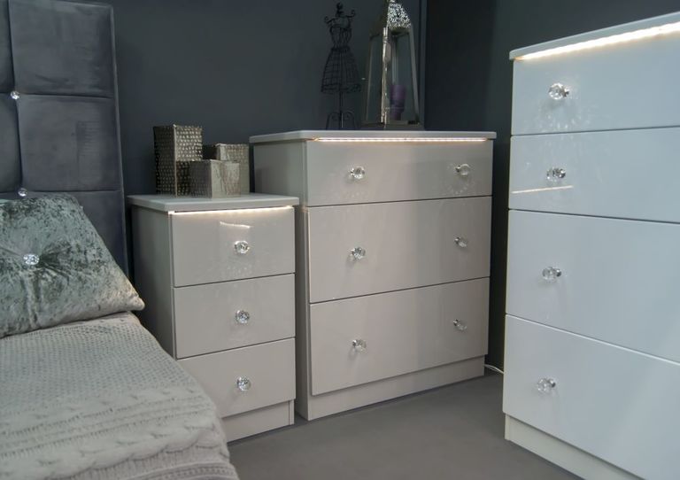Lumiere Cashmere 3 Drawer Bedside Cabinet