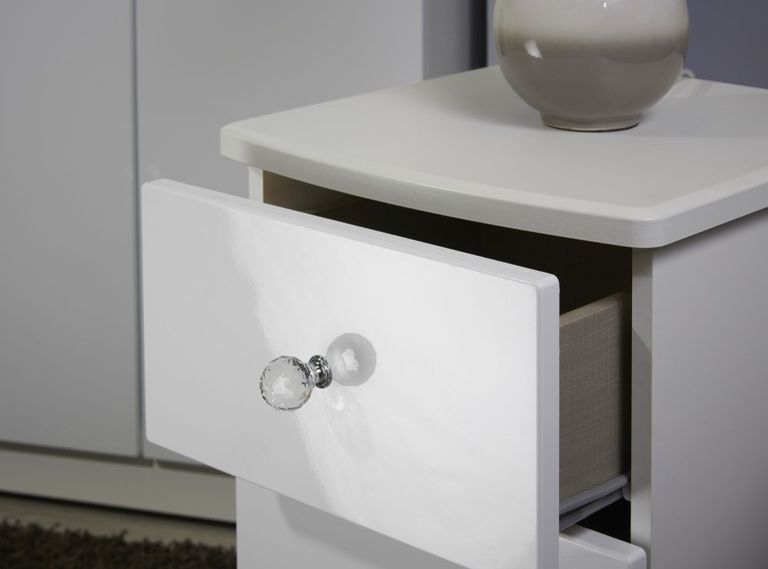 Lumiere White Gloss 2 Drawer Bedside Cabinet