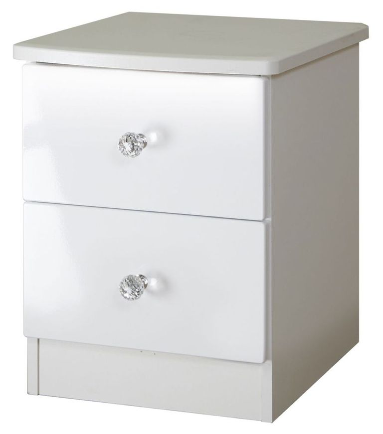 Lumiere White Gloss 2 Drawer Bedside Cabinet