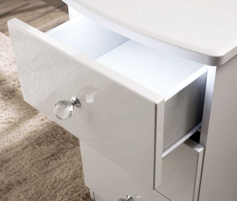 Lumiere White Gloss 3 Drawer Bedside Cabinet