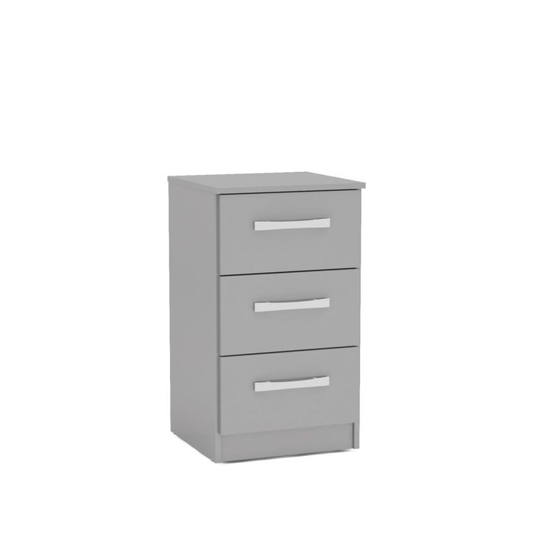 Lynx Bedside Cabinet - 3 Drawer - Grey Gloss