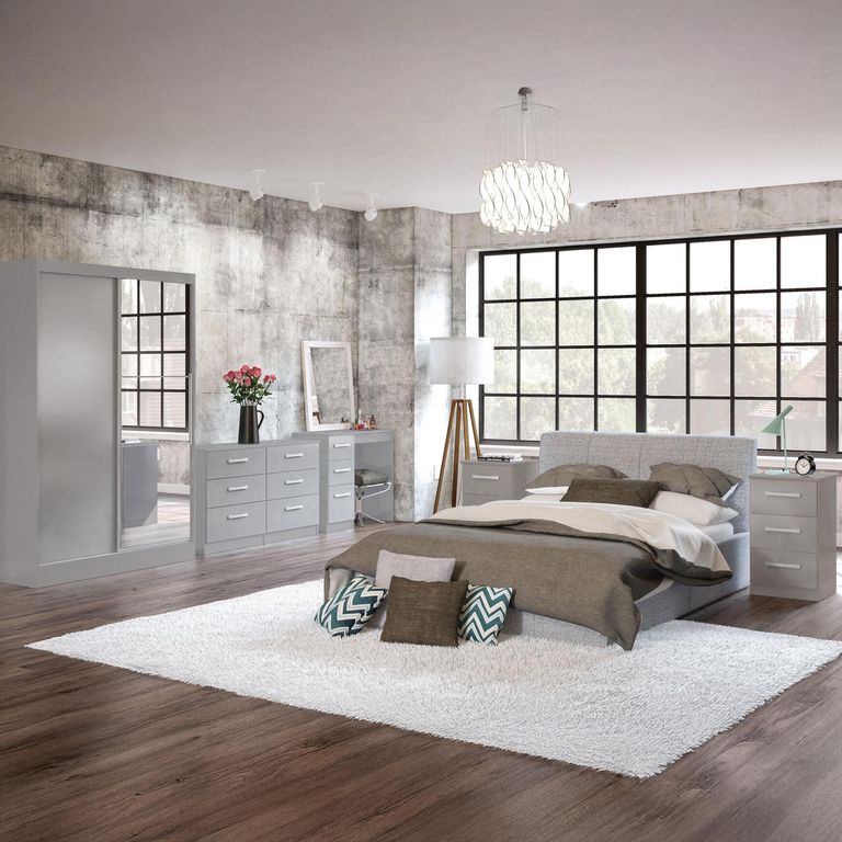 Lynx Bedside Cabinet - 3 Drawer - Grey Gloss