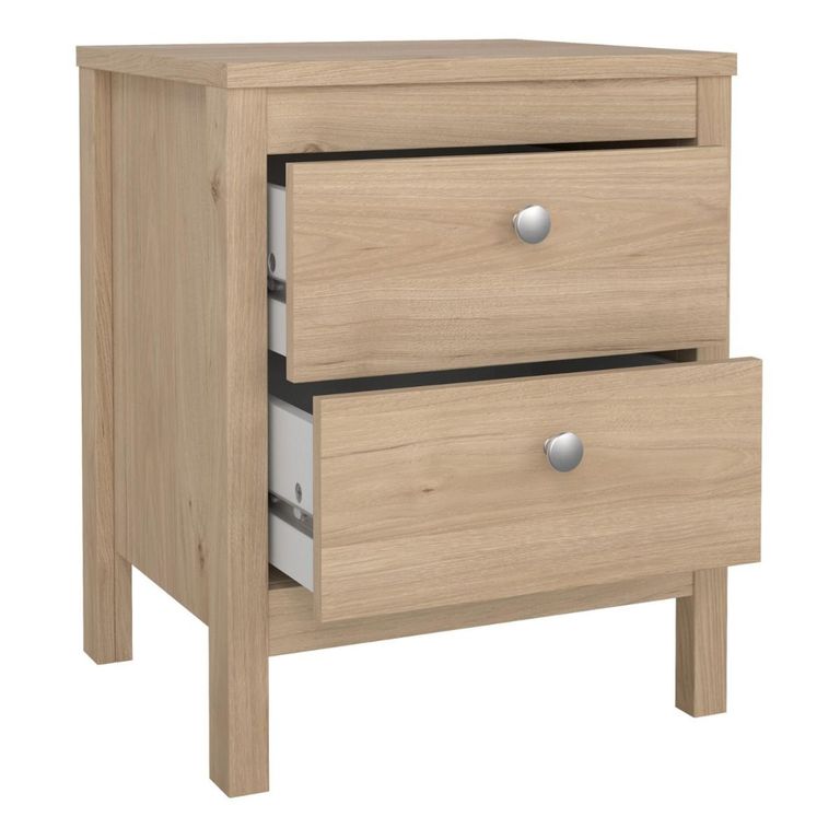 Madrid Jackson Hickory Oak 2 Drawer Bedside Table