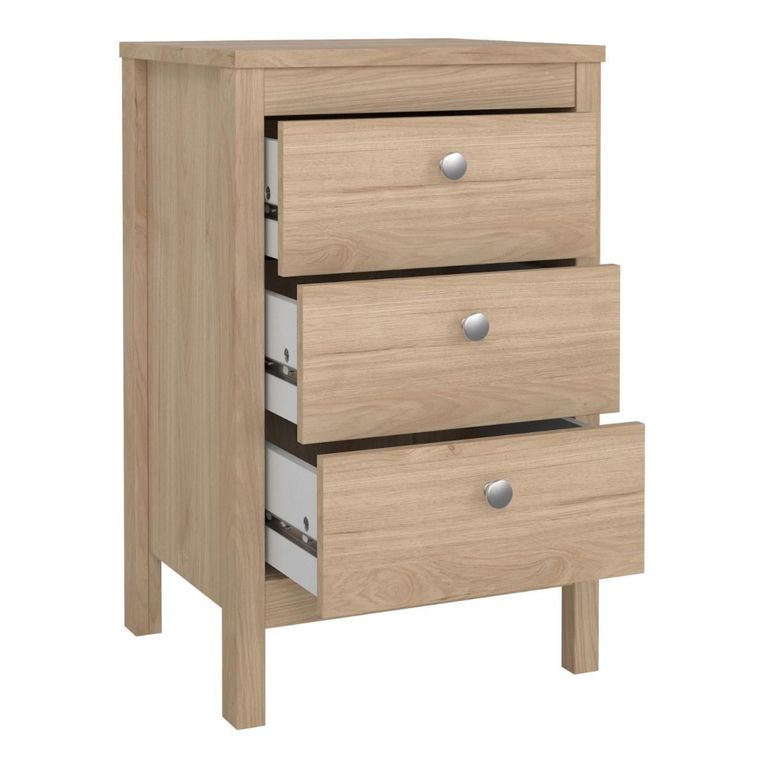 Madrid Jackson Hickory Oak 3 Drawer Bedside Table