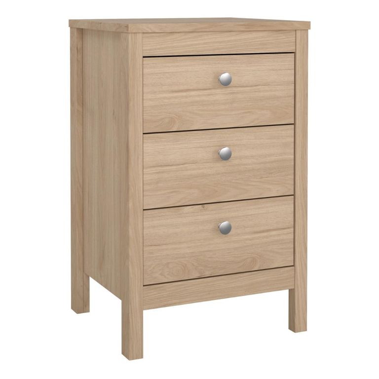 Madrid Jackson Hickory Oak 3 Drawer Bedside Table
