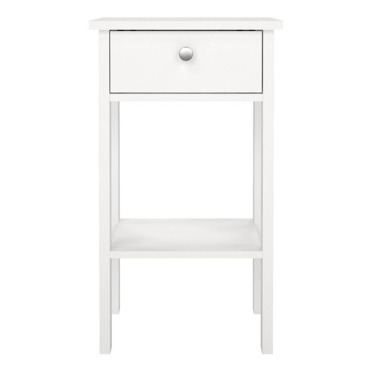 Madrid White 1 Drawer Bedside Table