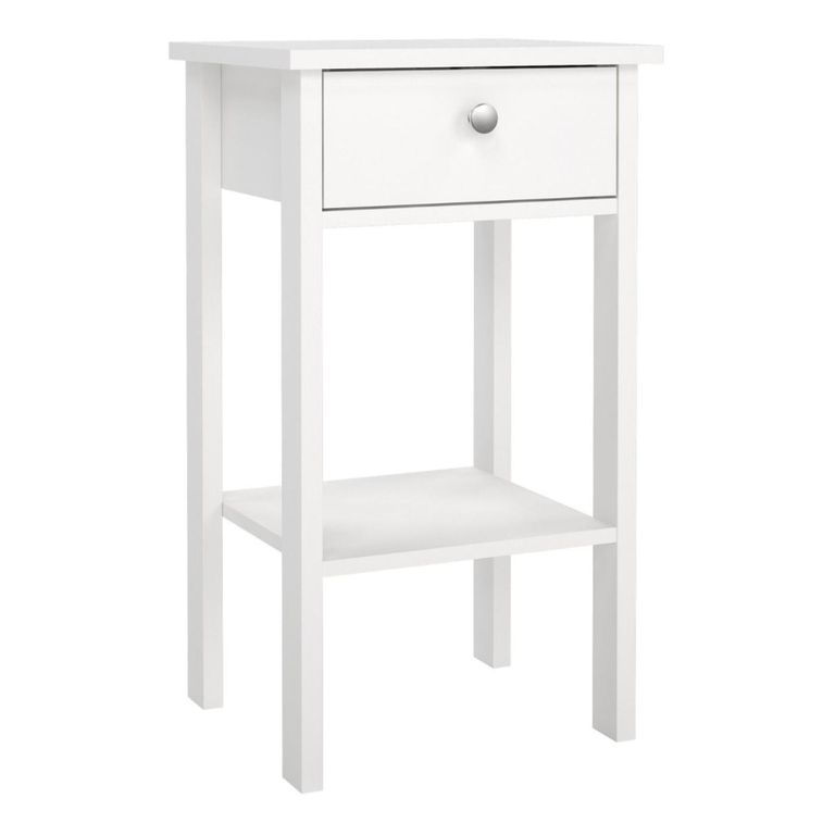 Madrid White 1 Drawer Bedside Table