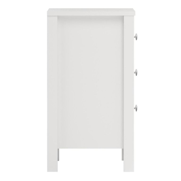 Madrid White 3 Drawer Bedside Table