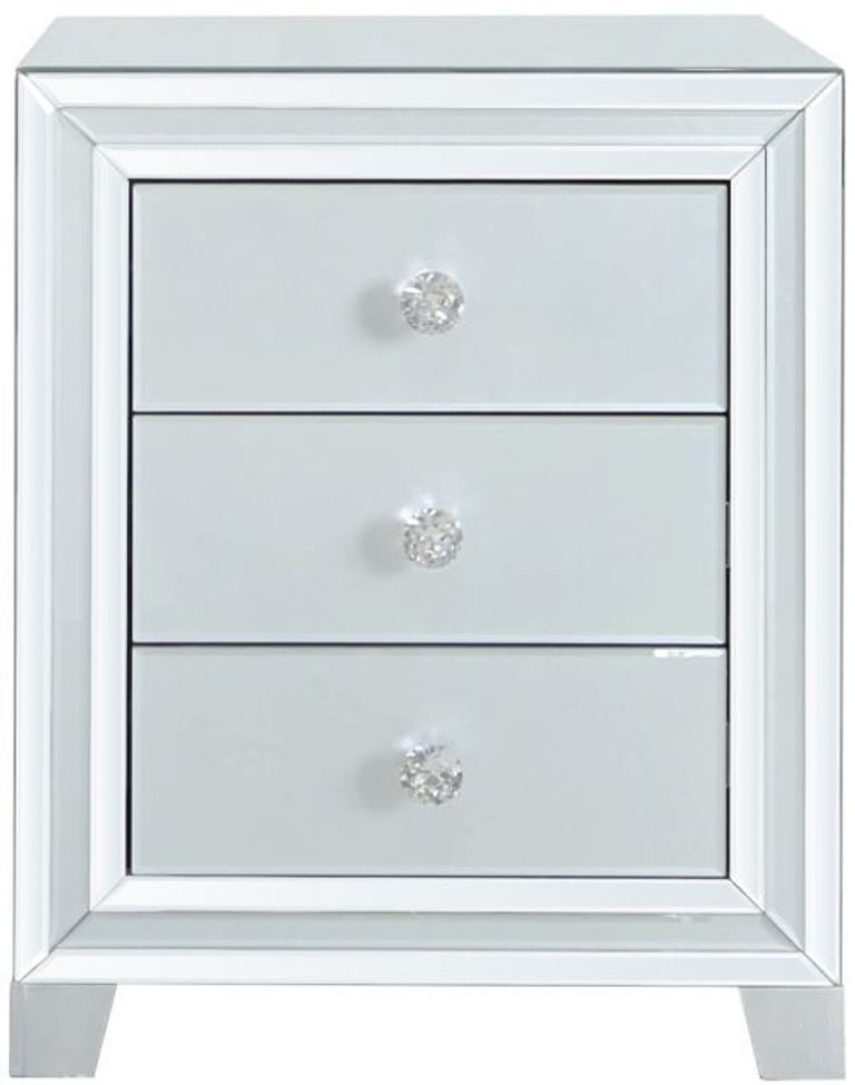 Manhattan Bedside Cabinet - 3 Drawer - Grey Mirrored