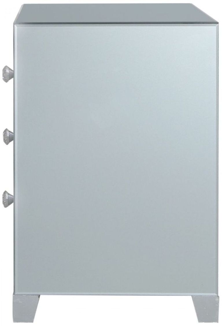Manhattan Bedside Cabinet - 3 Drawer - Grey Mirrored